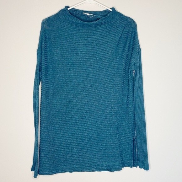 Lucky Brand Blue Ribbed Mockneck Sweater Winter Gorpcore Size Small - Picture 3 of 6